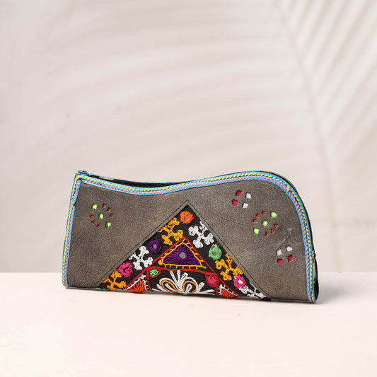 Handcrafted Kutch Embroidery Leather Clutch / Wallet