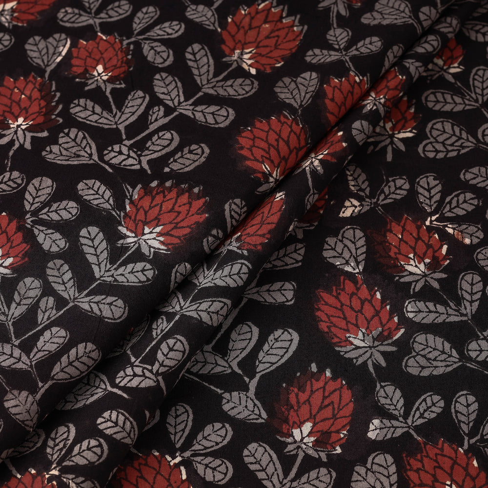 Black - Bagru Block Print Cotton Fabric 10