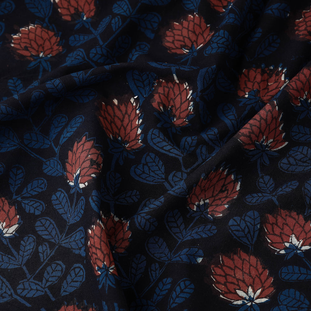 Black - Dabu Bagru Block Print Cotton Fabric 11