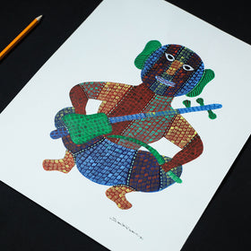  Original Gond Folk Art Painting by Gariba Singh Tekam 