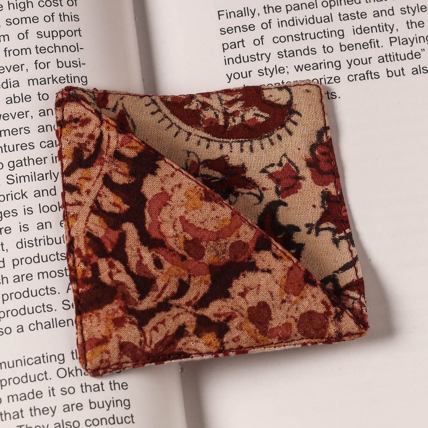 Hand Block Printing Cotton Fabric Corner Bookmark