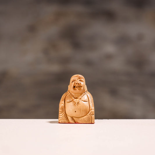 Laughing Buddha - Hand Carved Kadam Wood Sculpture