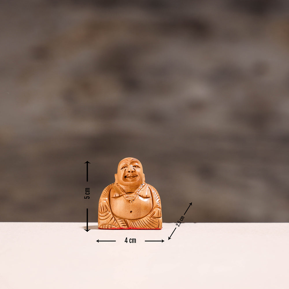 wooden laughing buddha