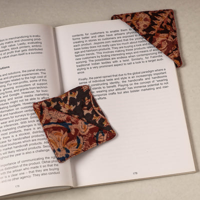 Hand Block Printing Cotton Fabric Corner Bookmark