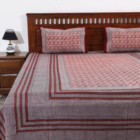 Red Bagh Block Printed Cotton Bedcover 