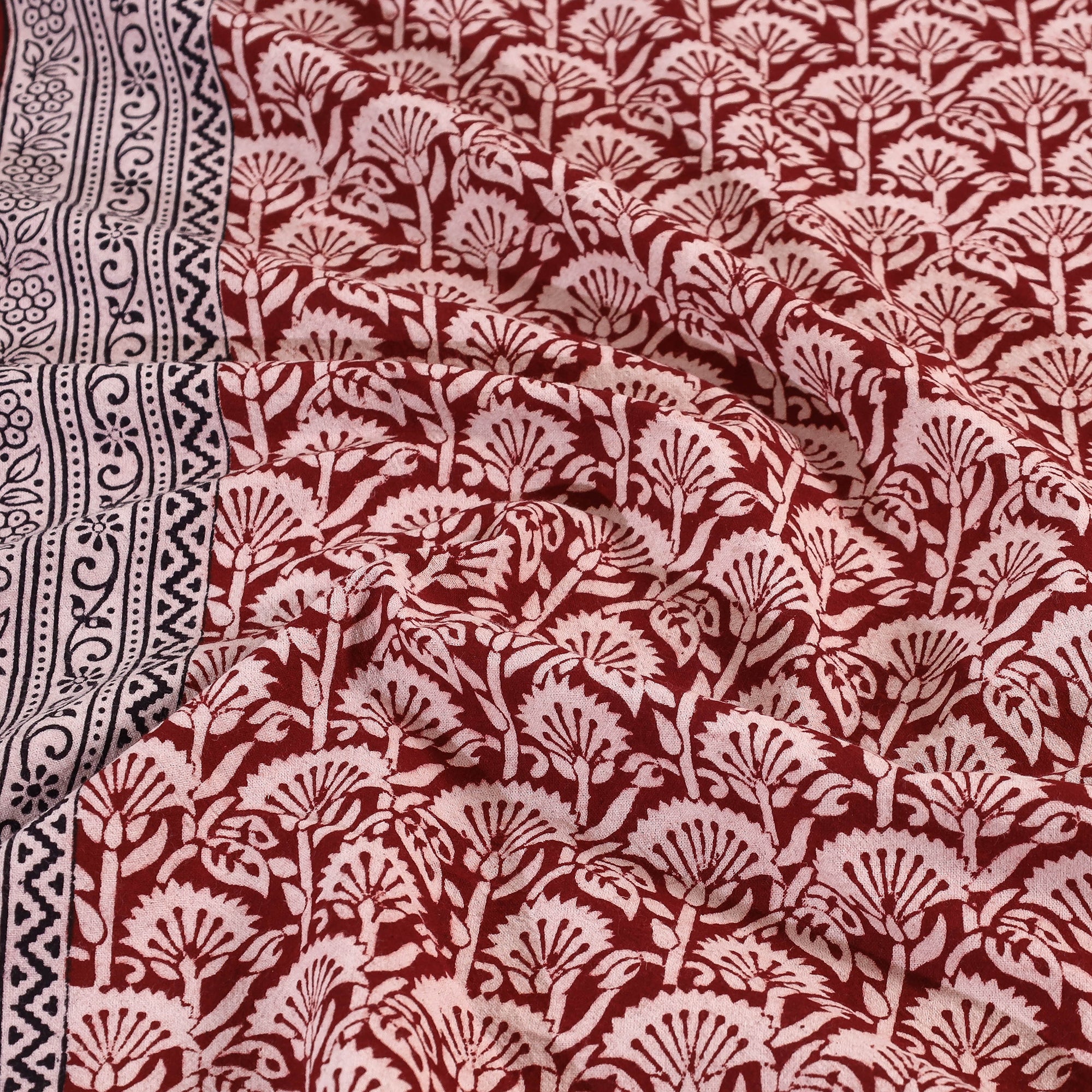 Red Bagh Block Printed Cotton Bedcover 