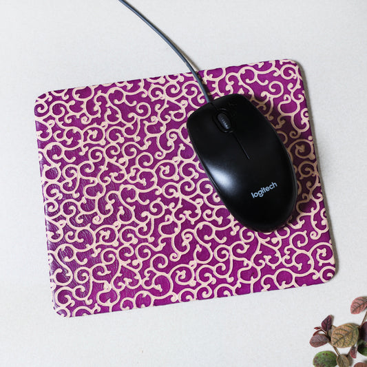 Handcrafted Pure Leather Embossed Mouse Pad
