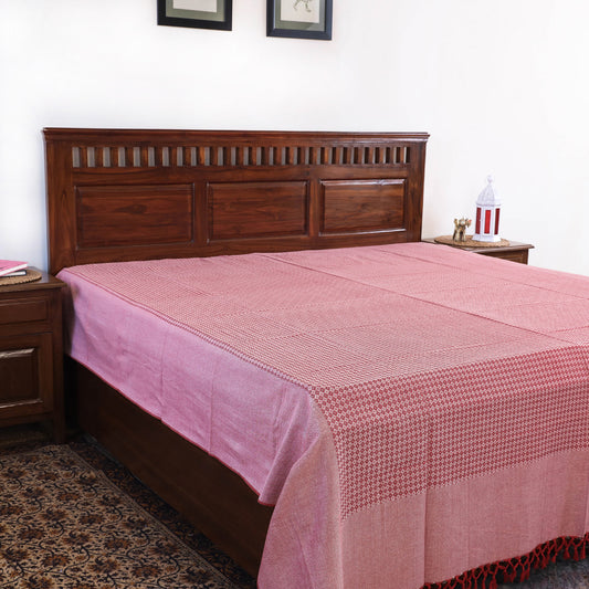 Peach - Pure Cotton Handloom Double Bedcover from Bijnor by Nizam