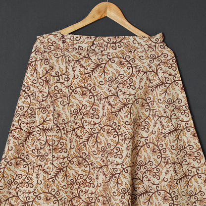 Beige - Kalamkari Block Printed Cotton Wrap Around Skirt