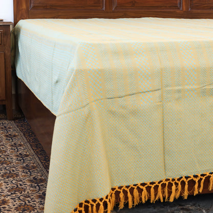 Beige - Pure Cotton Handloom Double Bedcover from Bijnor by Nizam (106 x 95 in)