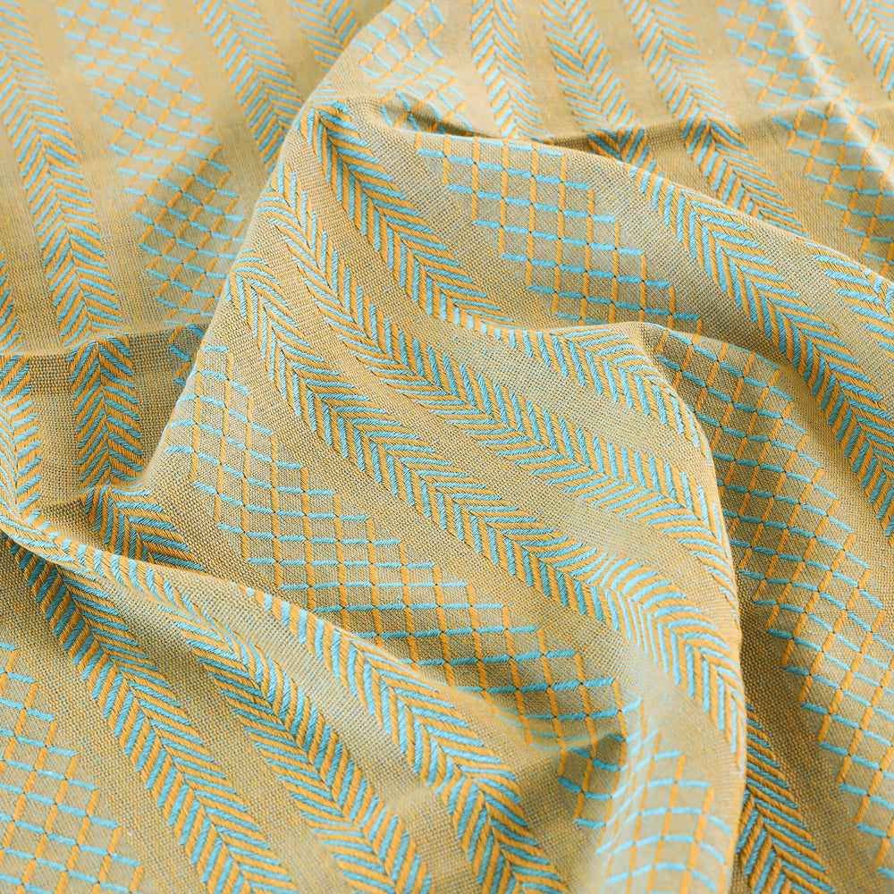 Beige - Pure Cotton Handloom Double Bedcover from Bijnor by Nizam (106 x 95 in)