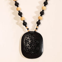 wooden pendant necklace