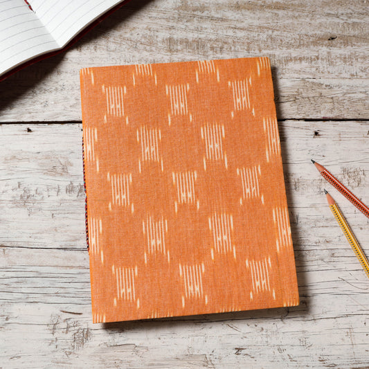 Ikat Fabric Cover Handmade Paper Notebook (9 x 7 in)