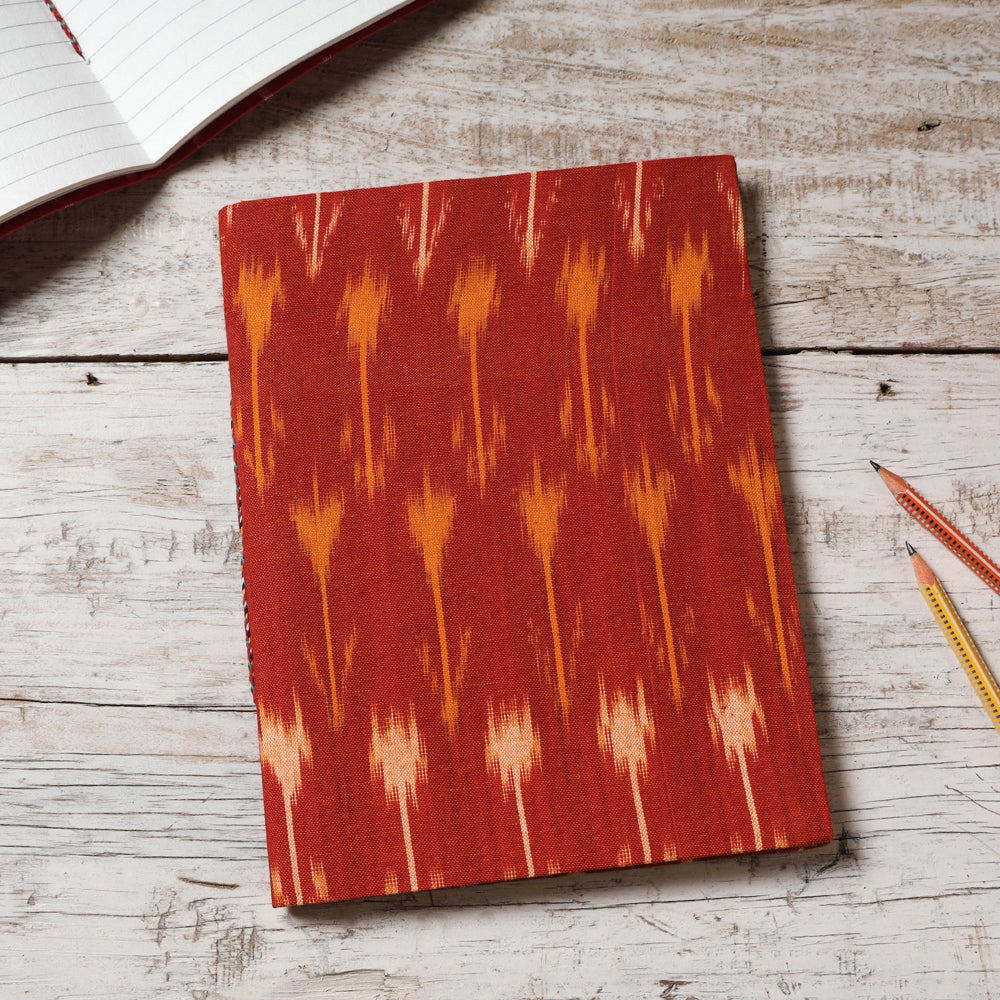 Ikat Fabric Cover Handmade Paper Notebook (9 x 7 in)