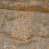 Beige - Chikankari Embroidered Handloom Pure Tussar Silk Kurta Material