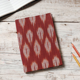 Orange - Ikat Fabric Cover Handmade Paper Notebook (7 x 5 in)
