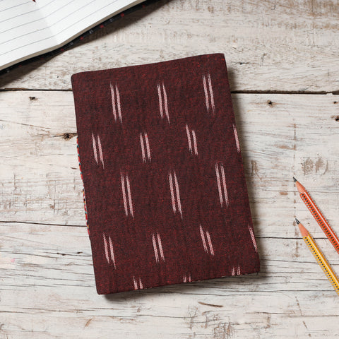 Brown - Ikat Fabric Cover Handmade Paper Notebook (7 x 5 in)