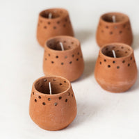 Terracotta Handmade Mini Natural Candle Pod (Set of 6)