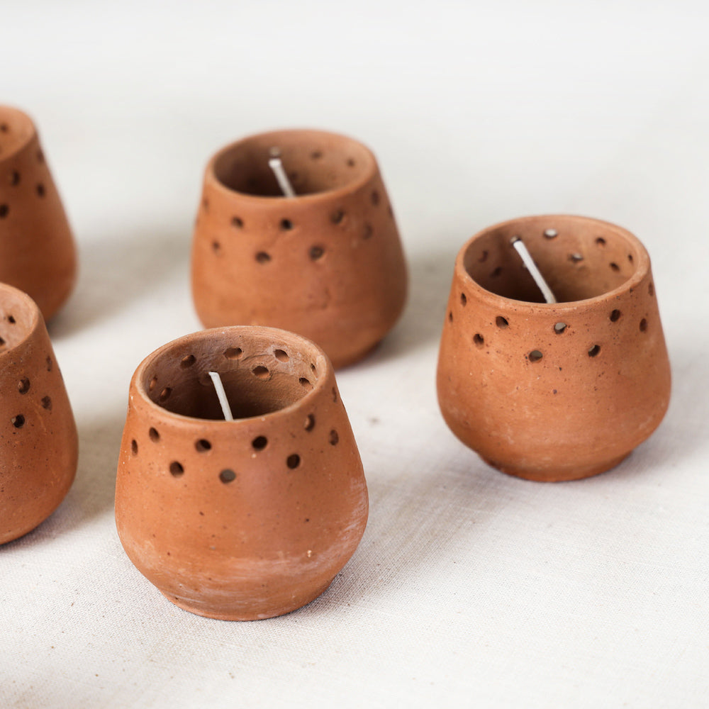 Terracotta Handmade Mini Natural Candle Pod (Set of 6)