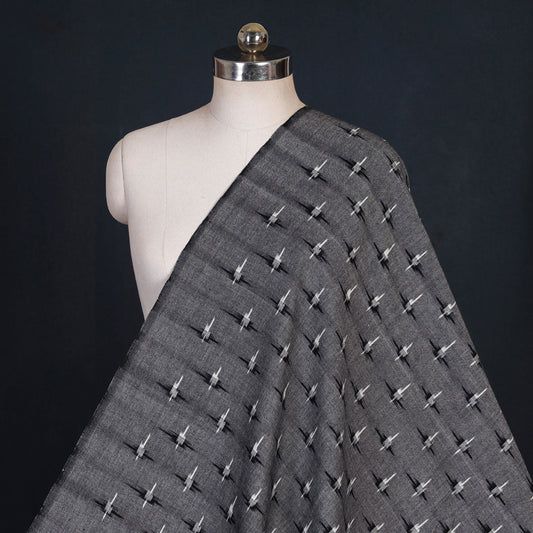 Misty Grey Pochampally Double Ikat Handloom Pure Cotton Fabric