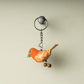 Orange Handmade Papier Mache Keychaint 