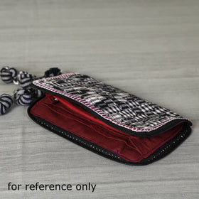 Black Gamcha Fabric Handmade Clutch Wallet by Rangila Dhaga