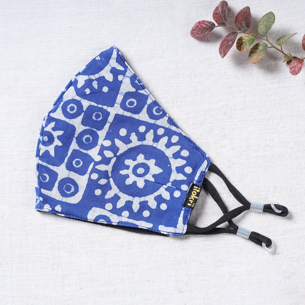 Batik Block Print Cotton 3 Layer Snug Fit Face Cover
