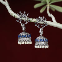 Special Oxidised Brass Base Antique Silver Finish Jhumki Earrings