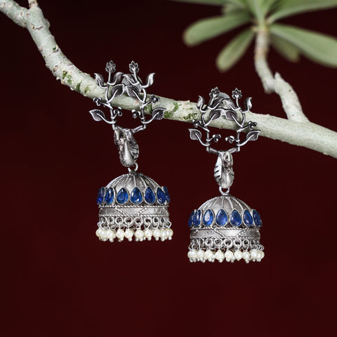 Special Oxidised Brass Base Antique Silver Finish Jhumki Earrings 