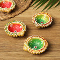  Decorative Handpainted Terracotta Diya (Set of 4) Online in India l iTokri.com 