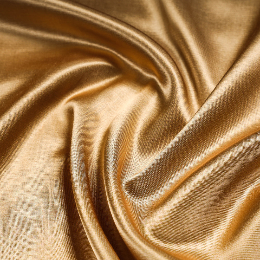 Yellow - Pure Mashru Silk Plain Fabric (Width - 46 in)