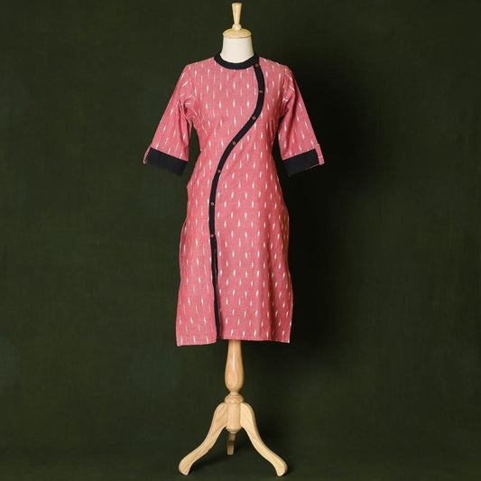 Pink - Pochampally Ikat Pure Cotton Stitched Kurta