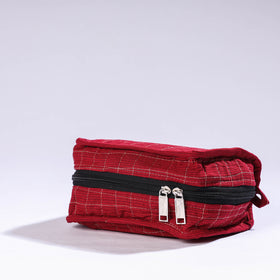 Red Stripes Cotton Fabric 4 Pockets Jewelry Bag 