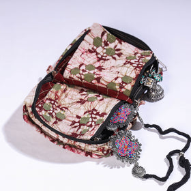 Multicolor Batik Cotton Fabric 4 Pockets Jewelry Bag