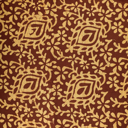 Brown - Hand Batik Printed Mul Cotton Fabric