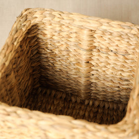  Beige Handmade Organic Water Hyacinth Storage Basket from Assam 