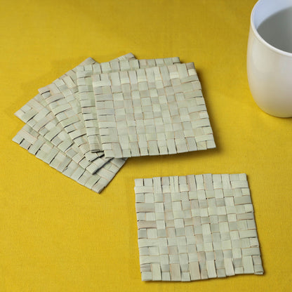 खजुरी Handmade Date-Palm Leaves Coasters (Set of 6)