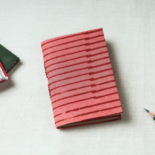 Art Block Print Fabric Cover Handmade Paper Notebook (5 x 3.5 in)