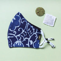 Herb Pocket Bagru Block Printed Cotton 3 Layer Snug Fit Face Cover