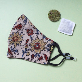  Herb Pocket kalamkari Block Printed Cotton 3 Layer Snug Fit Face Cover 