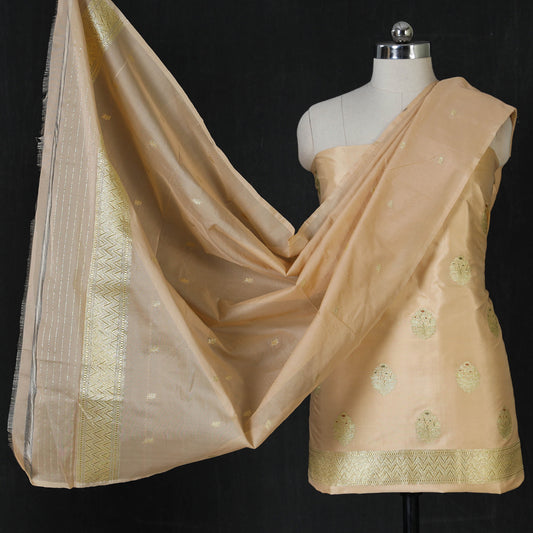 Banarasi Handwoven Pure Katan Silk Kaduwa Zari Buta 3pc Suit Material Set with Georgette Dupatta