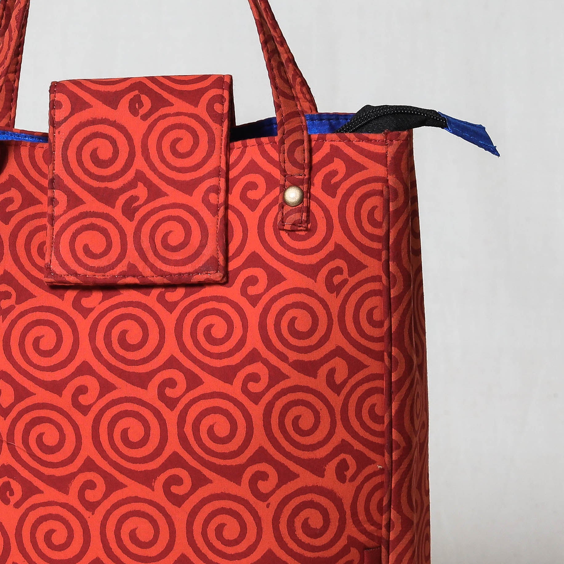 Red Bagru Block Printed Cotton Hand Bag