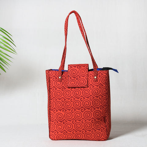 Red Bagru Block Printed Cotton Hand Bag