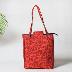 Red Bagru Block Printed Cotton Hand Bag