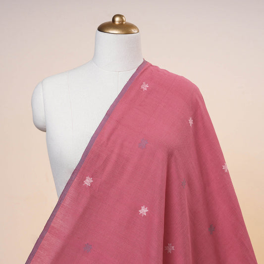 Pink - Godavari Jamdani Buti Pure Handloom Cotton Fabric