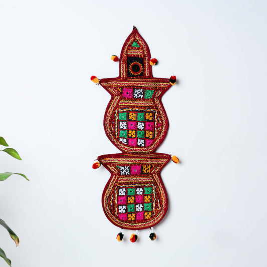 2 Pocket - Mirror Work Kutch Hand Embroidered Wall Hanging Letter Holder