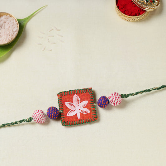 Flower - Handpainted Kantha Embroidery Beadwork Rakhi