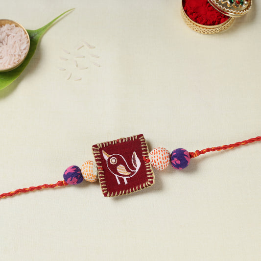 Bird - Handpainted Kantha Embroidery Beadwork Rakhi