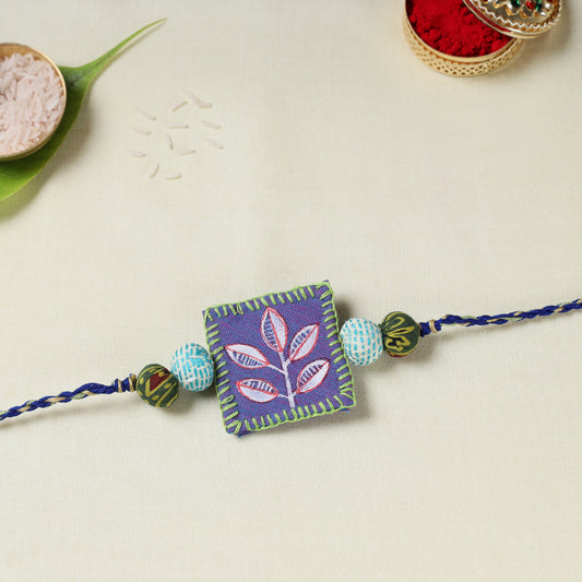 Flower - Handpainted Kantha Embroidery Beadwork Rakhi