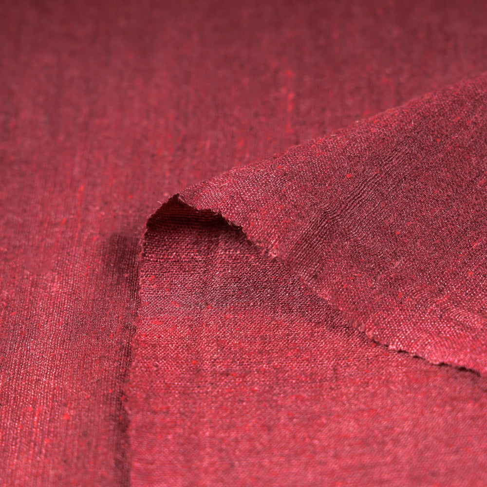 Puce Red - Vidarbha Handloom Pure Tussar x Katia Silk Fabric
